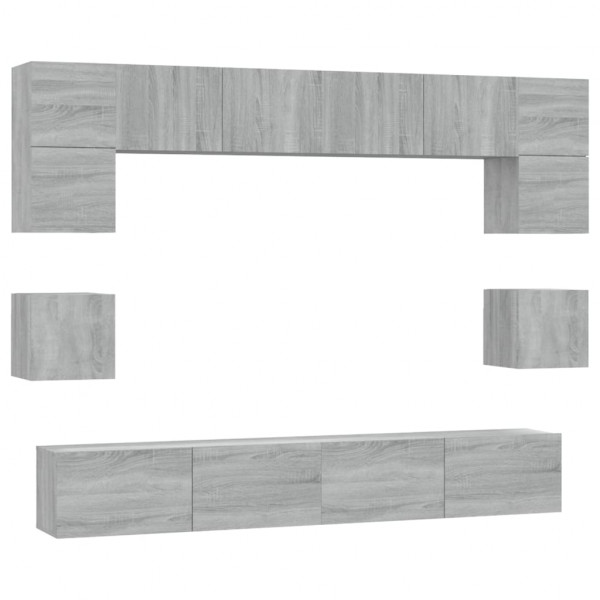 Set de muebles para TV 8 pzas madera contrachapada gris Sonoma M 2