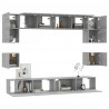 Set de muebles para TV 8 pzas madera contrachapada gris Sonoma 4