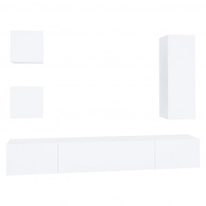 Set de muebles para TV 5 piezas madera contrachapada blanco H