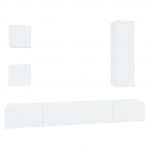 Set de muebles para TV 5 piezas madera contrachapada blanco H