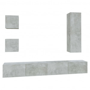 Set de muebles de TV 5 pzas madera contrachapada gris hormigón H