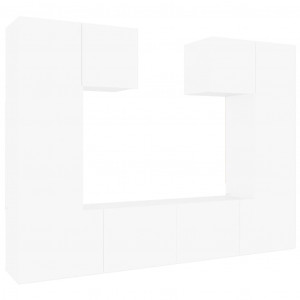 Conjunto móveis de TV 6 pcs madeira processada branco H