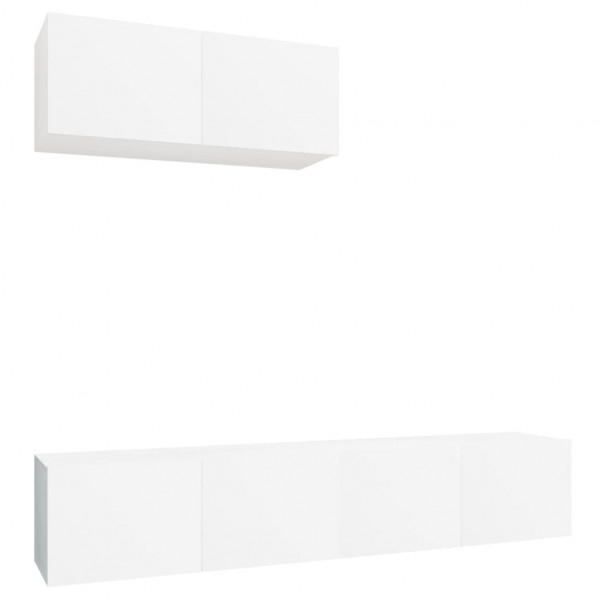 Set de muebles de TV 3 piezas madera contrachapada blanco M 2