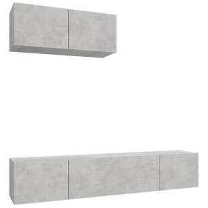 Set de muebles de TV 3 pzas madera contrachapada gris hormigón H