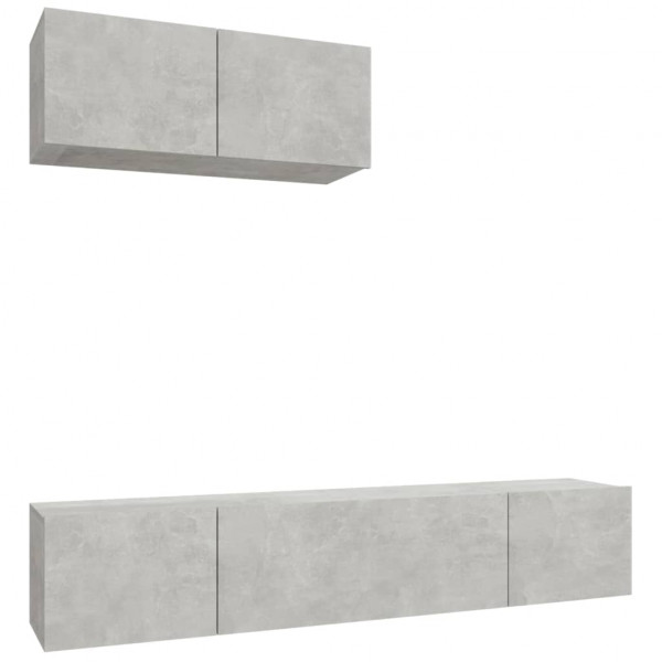 Set de muebles de TV 3 pzas madera contrachapada gris hormigón M 2