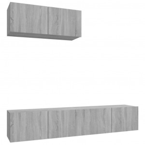 Set de muebles para TV 3 pzas madera contrachapada gris Sonoma H