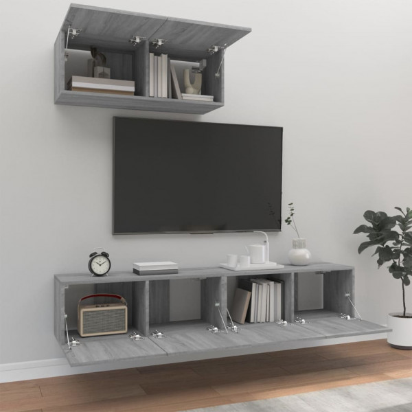 Set de muebles para TV 3 pzas madera contrachapada gris Sonoma M 3