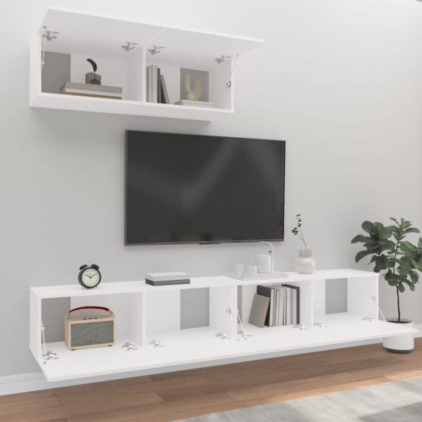 Set de muebles de TV 3 piezas madera contrachapada blanco M 3