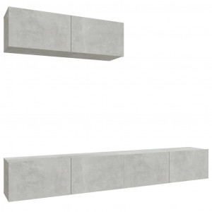 Set de muebles de TV 3 pzas madera contrachapada gris hormigón H