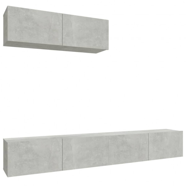 Set de muebles de TV 3 pzas madera contrachapada gris hormigón M 2