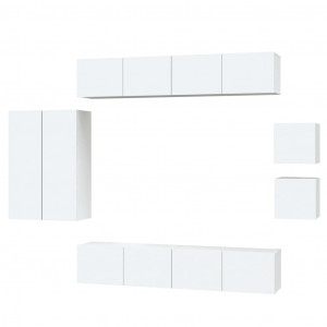 Conjunto móveis de TV 8 pcs madeira processada branco H