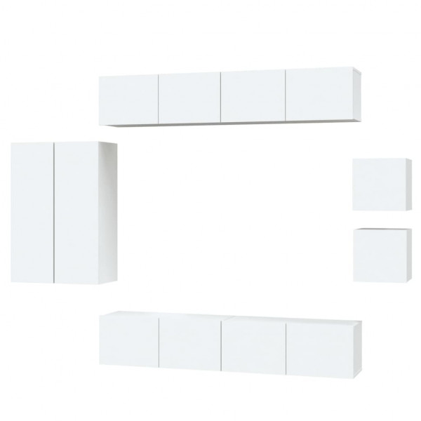 Conjunto móveis de TV 8 pcs madeira processada branco M 2