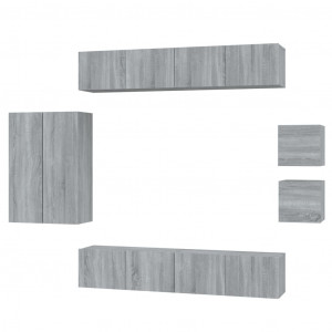 Set de muebles para TV 8 pzas madera contrachapada gris Sonoma H