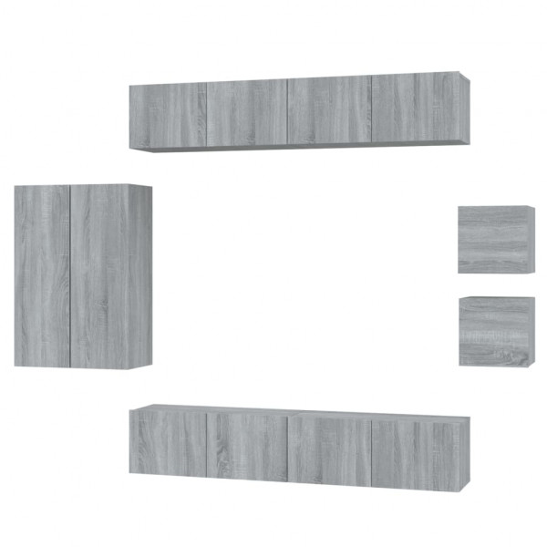 Set de muebles para TV 8 pzas madera contrachapada gris Sonoma M 2