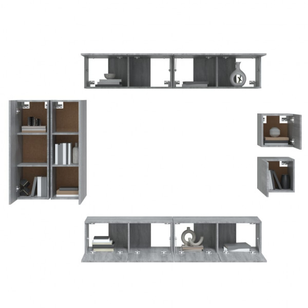 Set de muebles para TV 8 pzas madera contrachapada gris Sonoma M 4