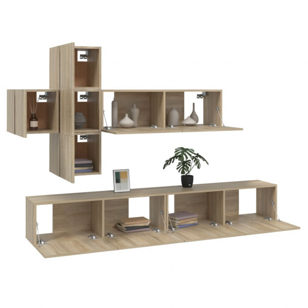 Set de muebles para TV 7 pzas madera contrachapada roble Sonoma M 4