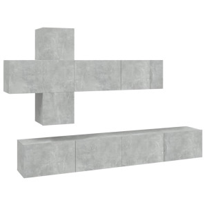 Set de muebles de TV 7 pzas madera contrachapada gris hormigón H