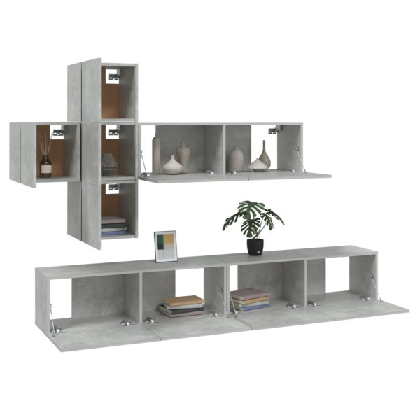 Set de muebles de TV 7 pzas madera contrachapada gris hormigón M 4