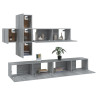 Set de muebles para TV 7 pzas madera contrachapada gris Sonoma 4