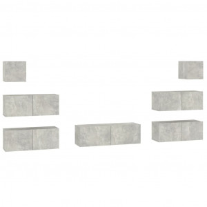 Set de muebles de TV 7 pzas madera contrachapada gris hormigón H