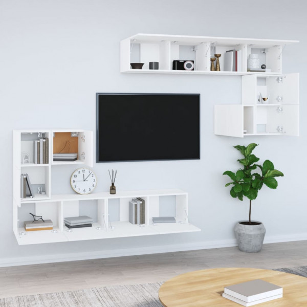 Mueble de pared para TV madera contrachapada blanco M 3