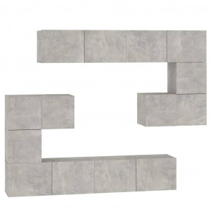 Mueble de pared de TV madera contrachapada gris hormigón H