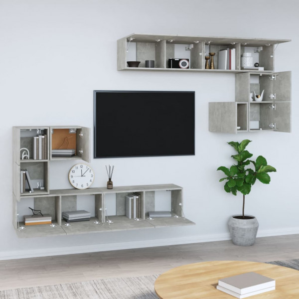 Mueble de pared de TV madera contrachapada gris hormigón M 3