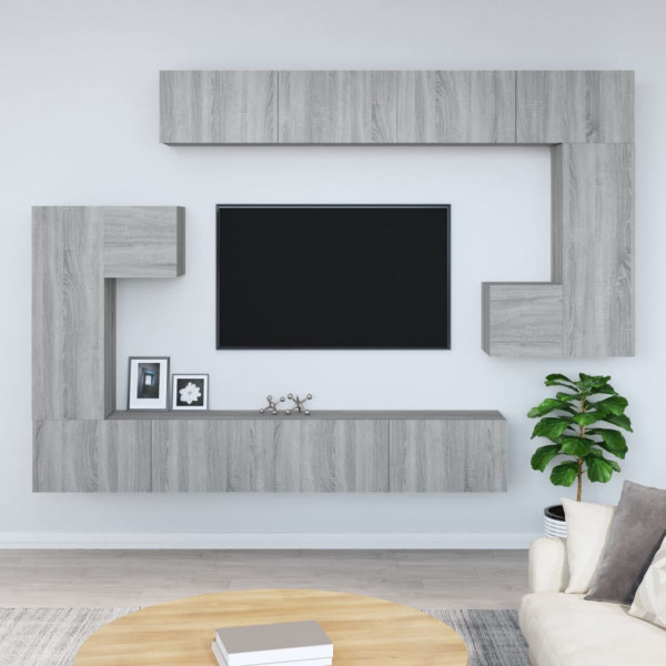 Mueble de pared para TV madera contrachapada gris sonoma D