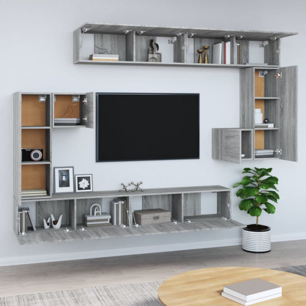 Mueble de pared para TV madera contrachapada gris sonoma M 3