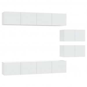 Conjunto móveis de TV 6 pcs madeira processada branco H