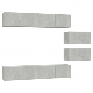 Set de muebles de TV 6 pzas madera contrachapada gris hormigón H
