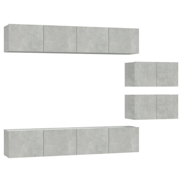 Set de muebles de TV 6 pzas madera contrachapada gris hormigón M 2