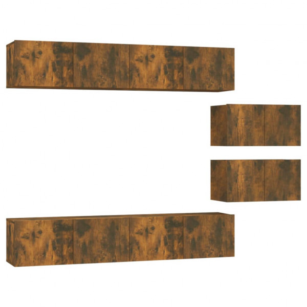 Set de muebles de TV 6 pzas madera contrachapada roble ahumado M 2