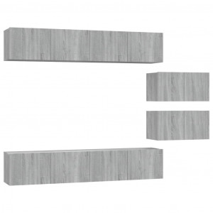Set de muebles para TV 6 pzas madera contrachapada gris Sonoma H