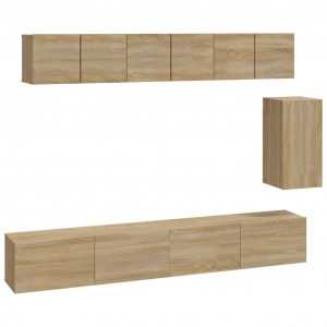 Set de muebles para TV 6 pzas madera contrachapada roble sonoma H