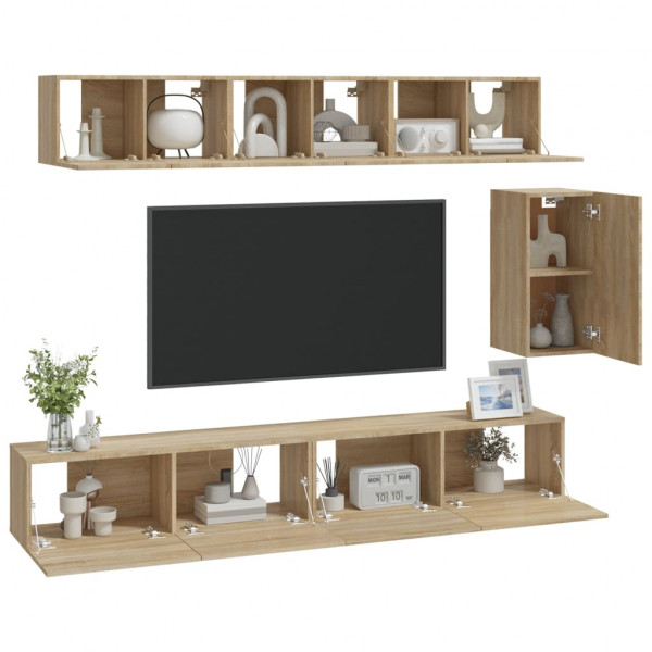 Set de muebles para TV 6 pzas madera contrachapada roble sonoma M 3