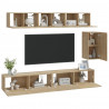Set de muebles para TV 6 pzas madera contrachapada roble sonoma 3