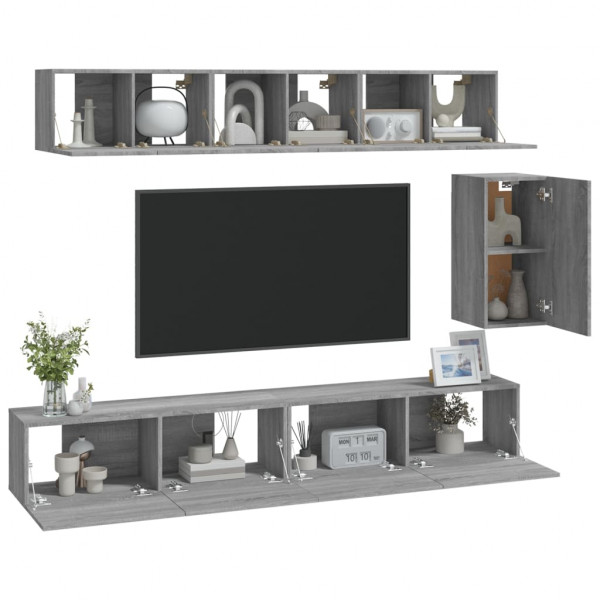 Set de muebles para TV 6 pzas madera contrachapada gris Sonoma M 3