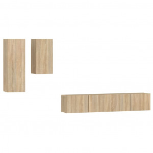 Set de muebles para TV 4 pzas madera contrachapada roble Sonoma H
