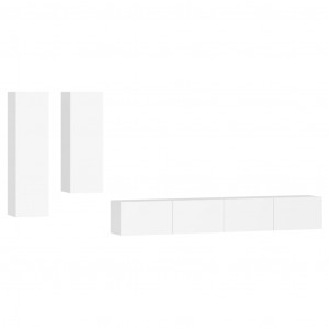 Conjunto móveis de TV 4 pcs madeira processada branco H