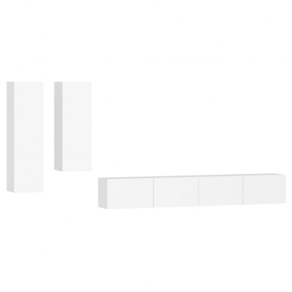 Conjunto móveis de TV 4 pcs madeira processada branco M 2