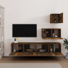 Set de muebles de TV 4 pzas madera contrachapada roble ahumado 3