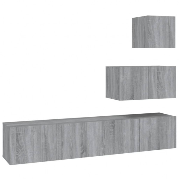 Set de muebles para TV 4 pzas madera contrachapada gris Sonoma M 2