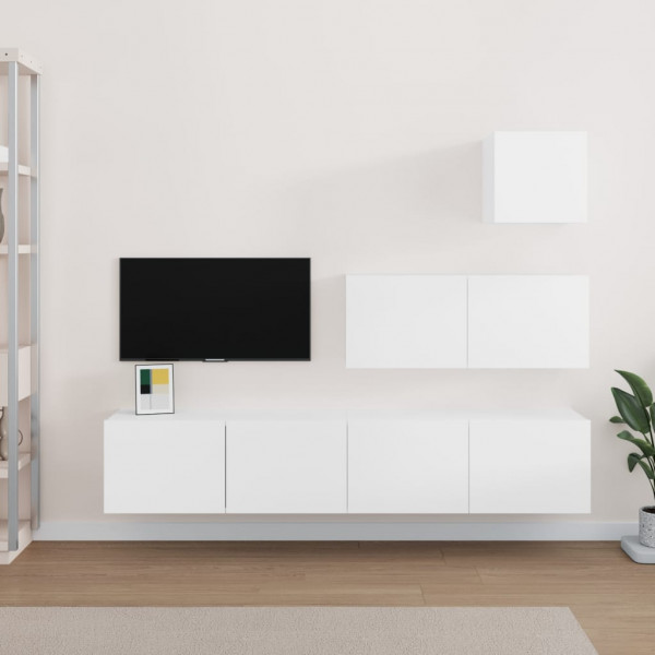 Set de muebles para TV 4 piezas madera contrachapada blanco D