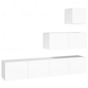 Set de muebles para TV 4 piezas madera contrachapada blanco H