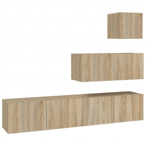 Set de muebles para TV 4 pzas madera contrachapada roble Sonoma H