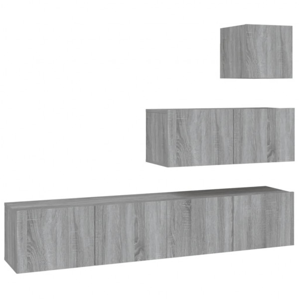 Set de muebles para TV 4 pzas madera contrachapada gris Sonoma M 2