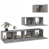 Set de muebles para TV 4 pzas madera contrachapada gris Sonoma 4