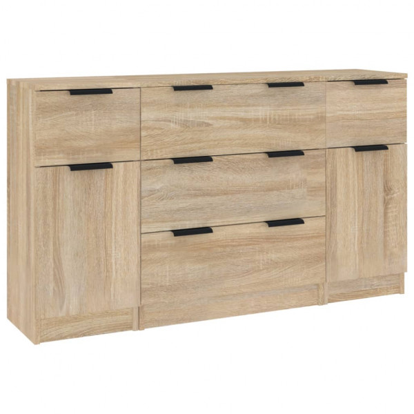 Set de aparador 3 pzas madera contrachapada color roble Sonoma M 2