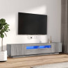 Set muebles TV con LEDs 2 pzas madera contrachapada gris Sonoma 1